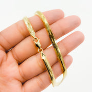 420CCTDBRA8. 14K Solid Gold Flat Snake Necklace